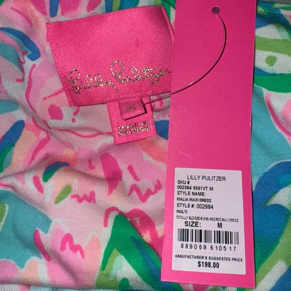 NWT LILLY PULITZER Malia One Shoulder Totally Blossom Engineered Maxi Dress Sz M - Picture 11 of 11
